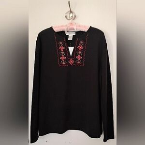 NWT Vintage Dress Barn Casual Sweater w/Beaded and Embroidered Detail Size M